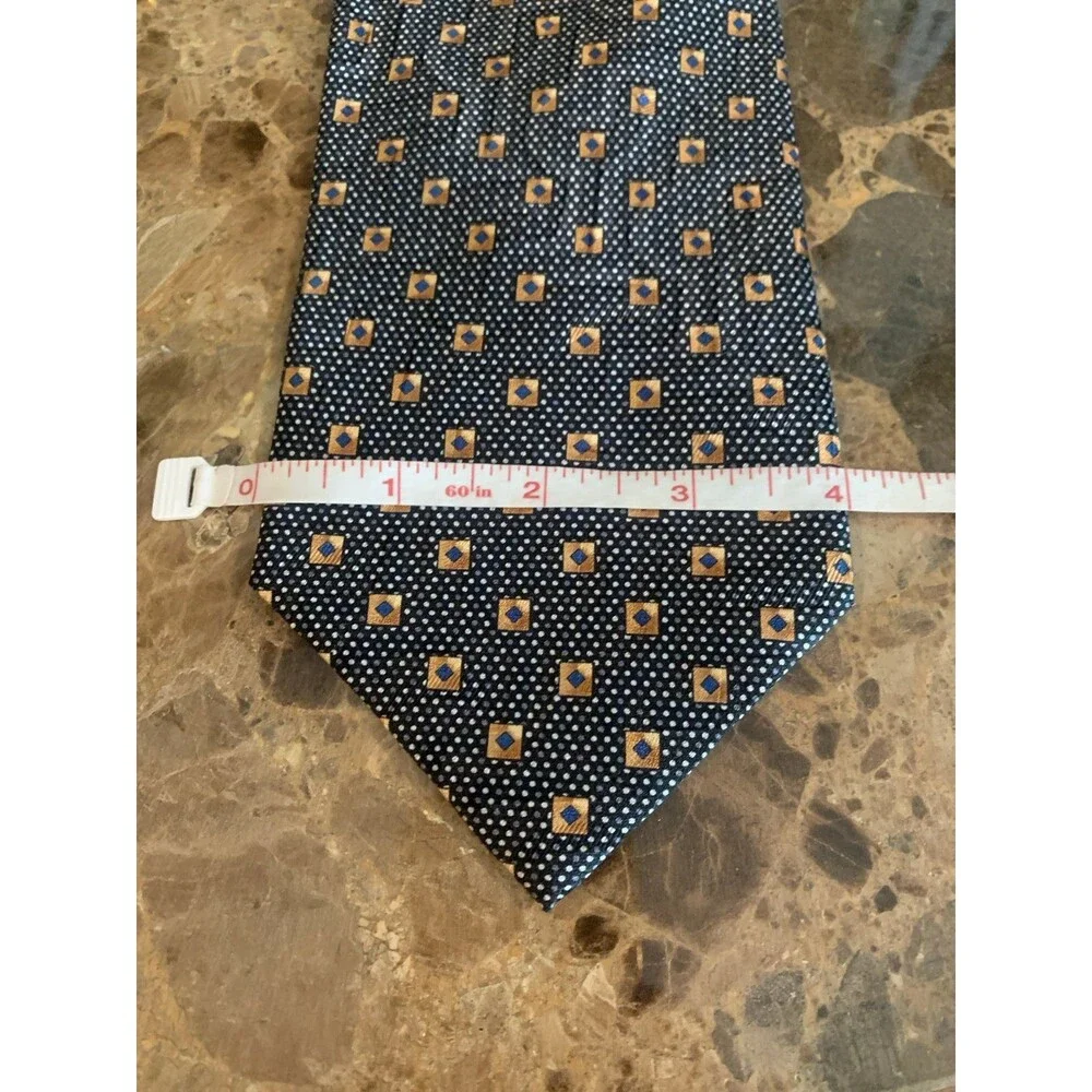 Ferrell Reed Made by Hand Silk Tie in Black, Gold & Blue